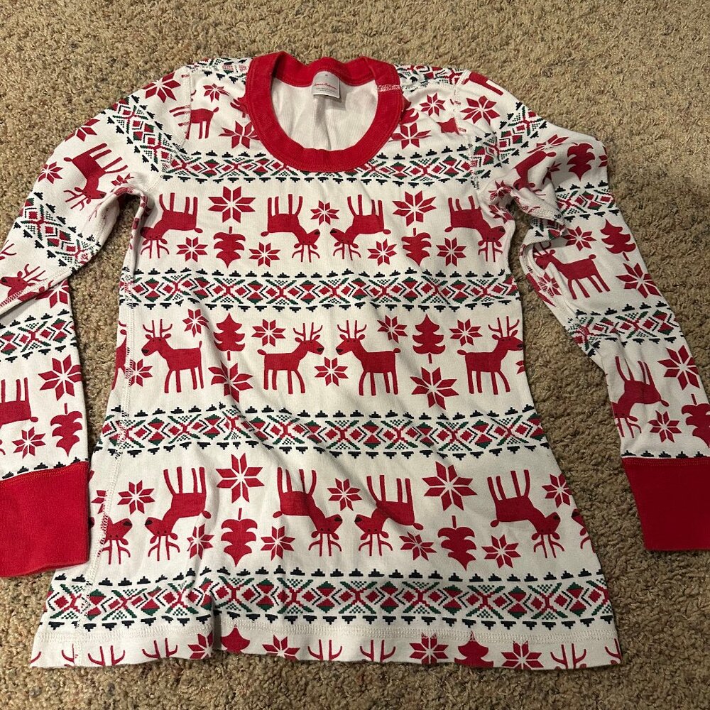 Hanna Andersson Women’s Christmas Dear Deer Pajama Top Organic Cotton Sz M